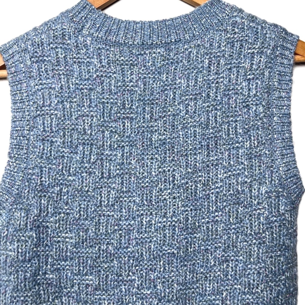 Topshop Blue Marl Basketweave Knit Sweater Vest Wool Blend US 4-6 Small - Picture 4 of 8